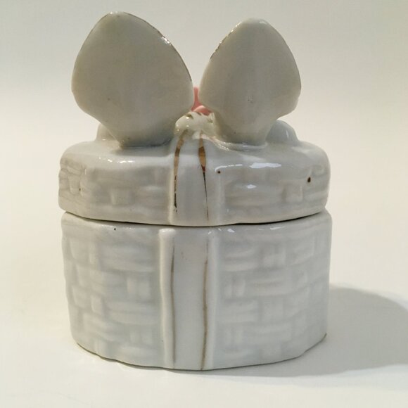 Pink Rose Dove Trinket Box Birds Flower Bow Jewelry Treasure White Porcelain - Picture 4 of 10